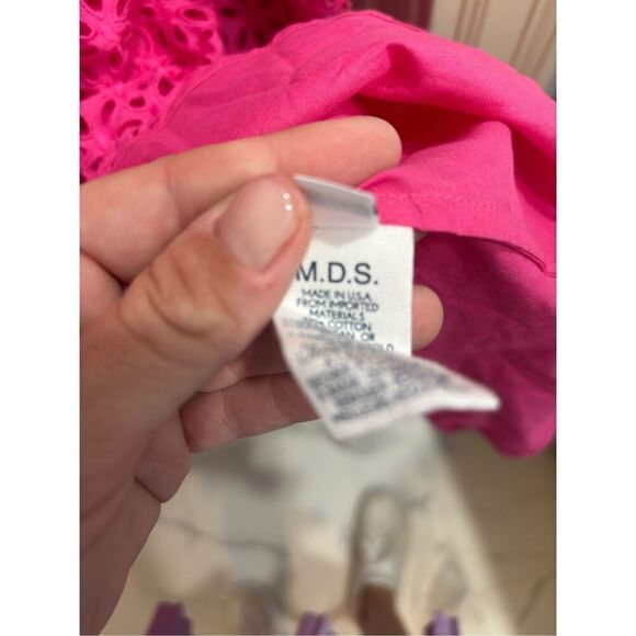 MDS Stripes Pink Eyelet Peasant Dress size 10 - Picture 6 of 7